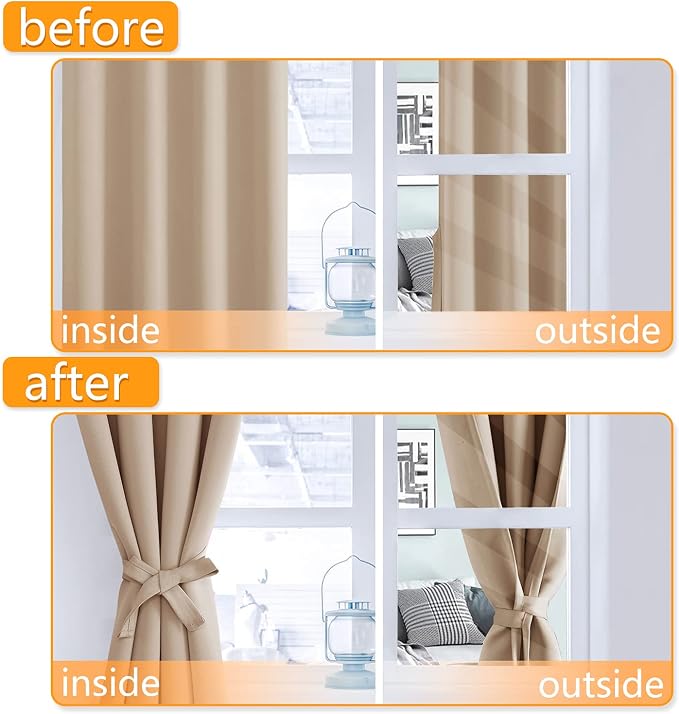 Short Blackout Curtains for Bedroom, 42 x 45 Inch, 2 Panels | Thermal Insulated - Image 4