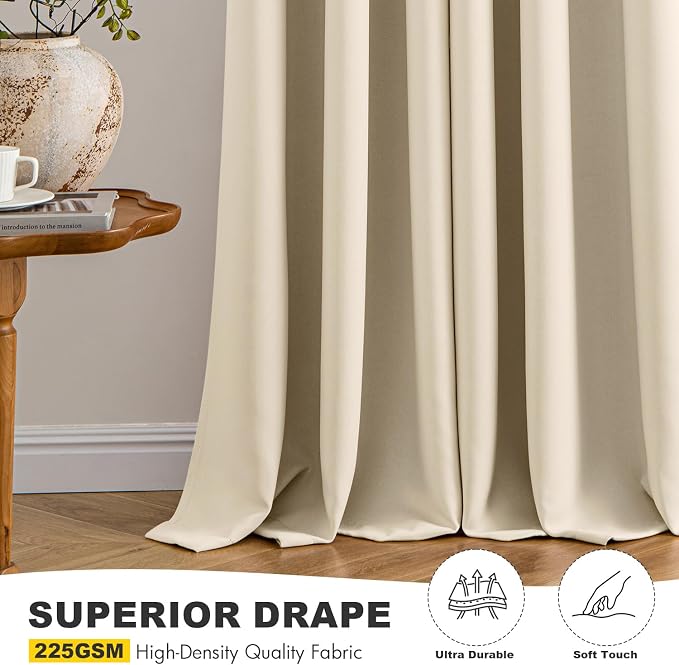 MIULEE Blackout Curtains for Bedroom 2 Panels 40 x 45 Inch Long Cream Beige | - Image 5