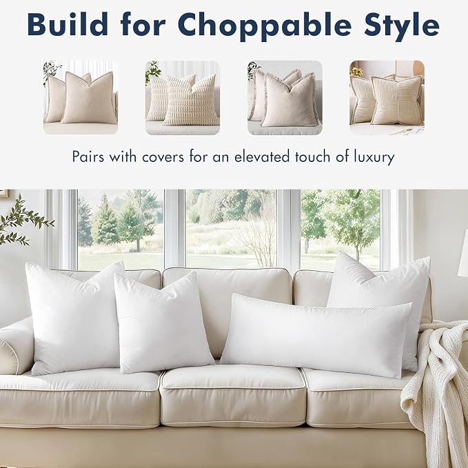 MIULEE 22x22 Pillow Inserts, Double-Layer Down-Proof Cotton Cover, Decorative - Image 4