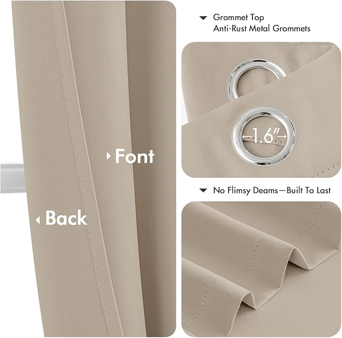 MIULEE Blackout Curtains for Bedroom 2 Panels 40 x 72 Inch Long Light Beige | - Image 4