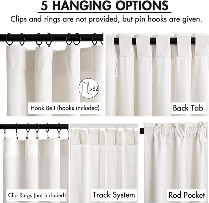 MIULEE Velvet Curtains 50W x 104L 2 Panels Ivory Blackout Curtains | Luxury - Image 2
