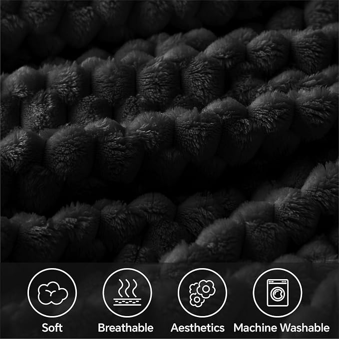BEDELITE Black Queen Blanket for Bed, Soft Cozy Gifts for Women, 90 * 90 | 3D - Image 3
