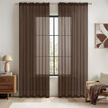 MIULEE Chocolate Brown Sheer Curtains 54 X 63 Inches, 2 Panels | Voile Drapes by MIULEE