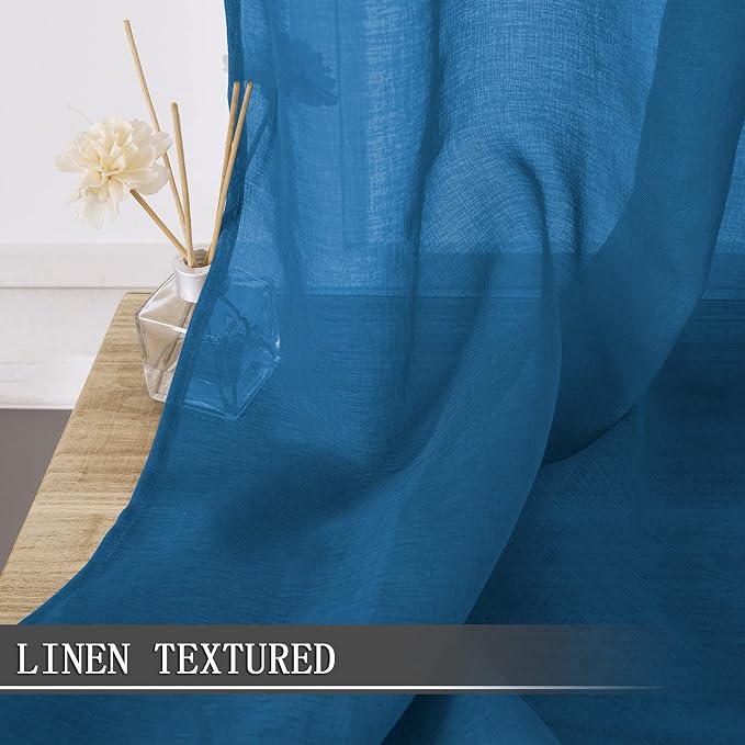 Tollpiz Sheer Curtains Living Room Linen Textured Curtain Sheers Light - Image 2