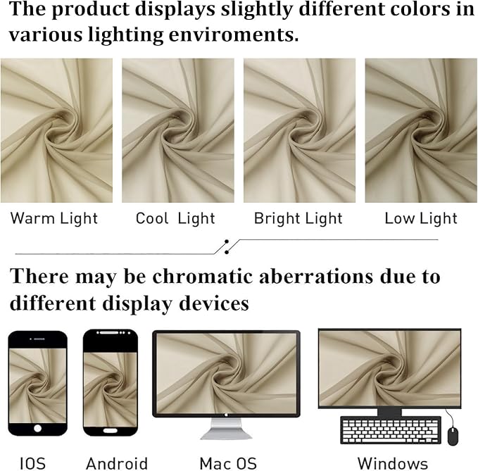 Taupe Sheer Curtains 63 Inch Length 2 Pcs, Light Filtering Rod Pockets Window - Image 7