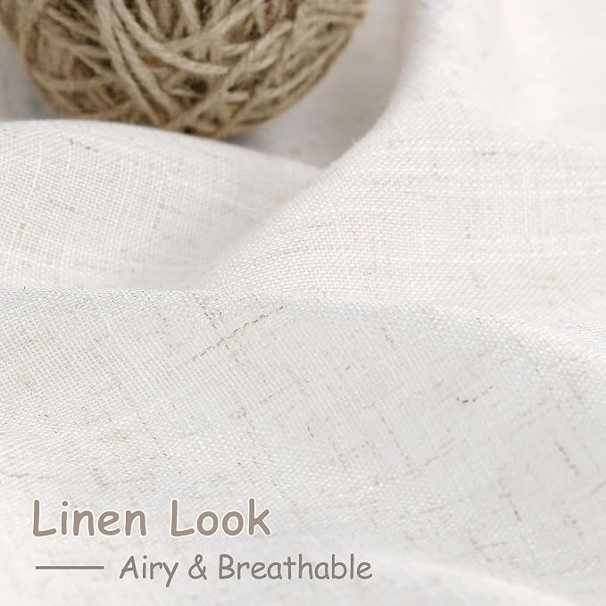 Ivory White Linen 112 Inch Curtains - Image 4