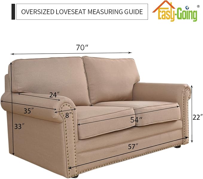 Easy-Going Stretch Oversized Loveseat Couch Covers Washable Dark Green | - Image 5