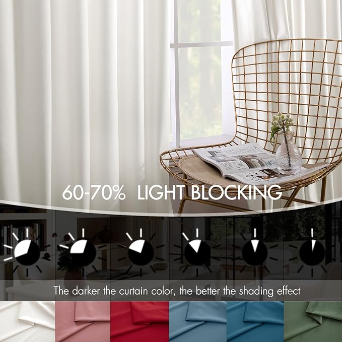 MIULEE Velvet Curtains 50W x 104L 2 Panels Ivory Blackout Curtains | Luxury - Image 4