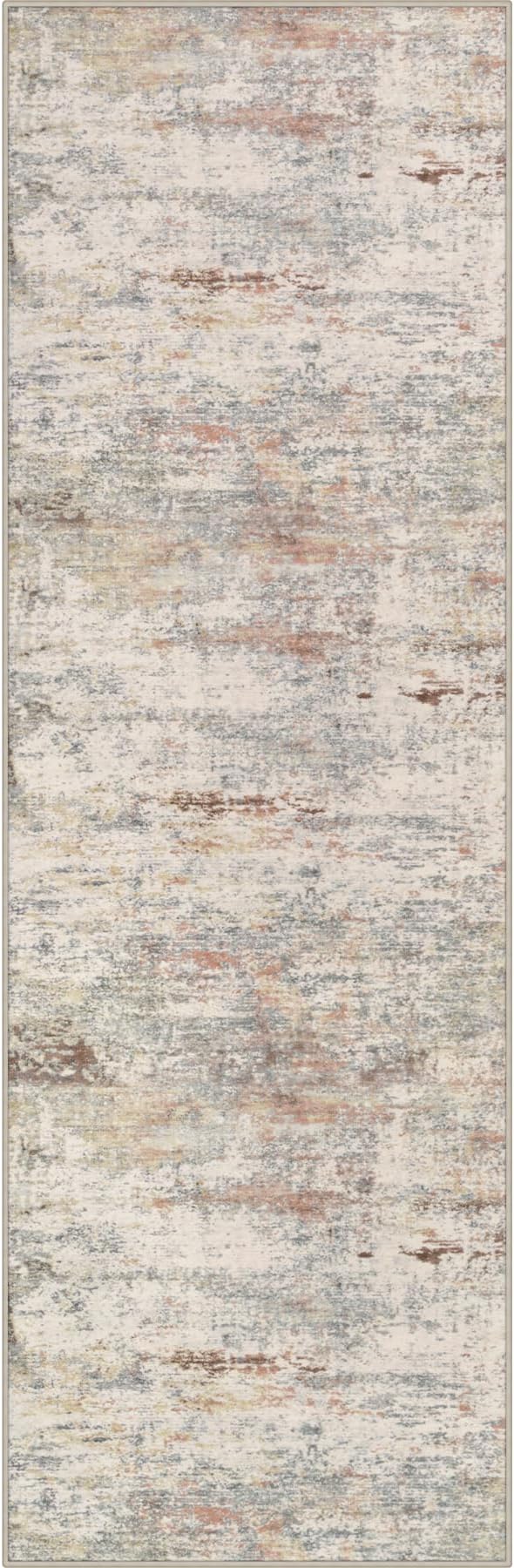 2x5 Washable Runner Rug：Modern Abstract Kitchen Soft Carpet Taupe | by FXRHLP