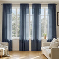 MIULEE Navy Blue Sheer Curtains 63 Inches Long 4 Panels 54 x 63 Inches | Light by MIULEE