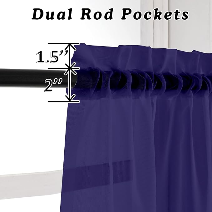 Purple Sheer Curtains 108 Inches Long, Light Filtering Semi Transparent - Image 3