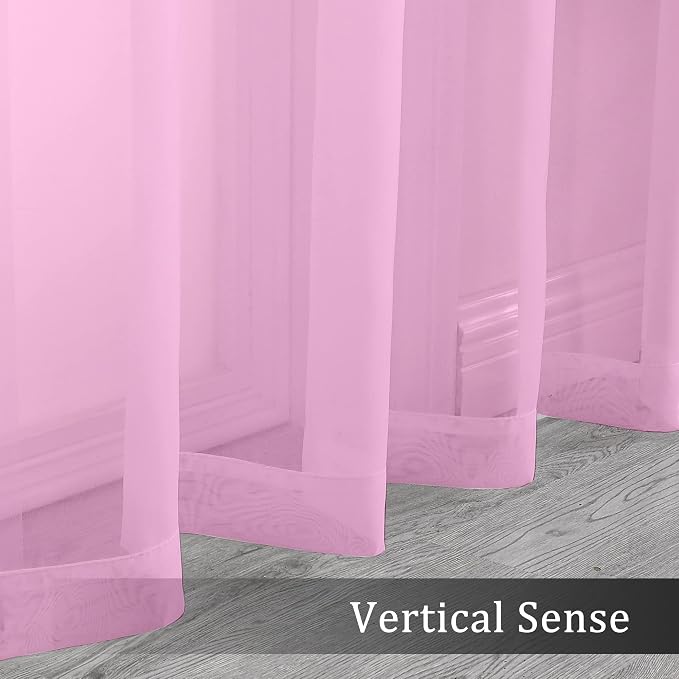 Sheer Curtains Light Pink, Sheer Curtains 63 inches Length 2 Panels Set - Image 3