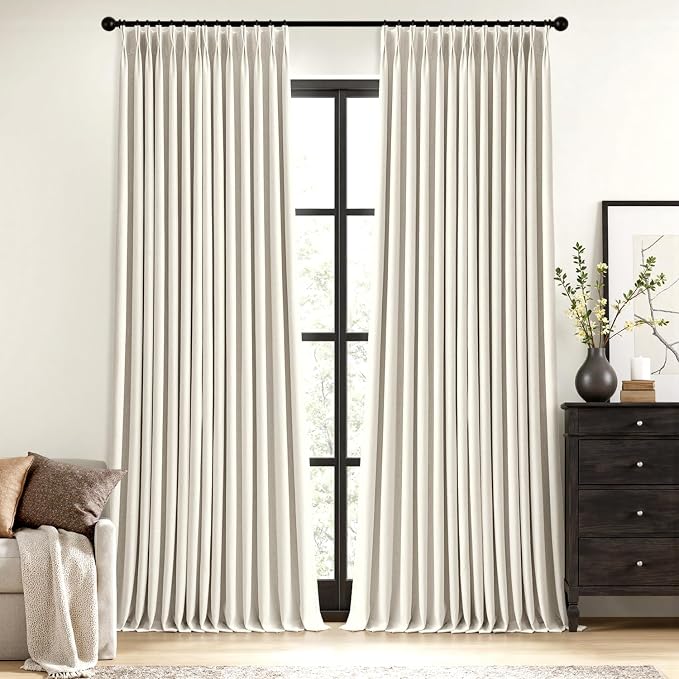MIULEE Natural Pinch Pleated 100% Blackout Linen Curtains 40x78 Inches | Room by MIULEE
