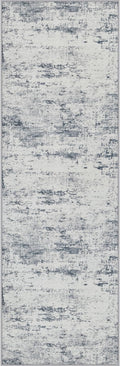 2x5 Washable Runner Rug：Modern Abstract Soft Carpet Blue Grey | by FXRHLP