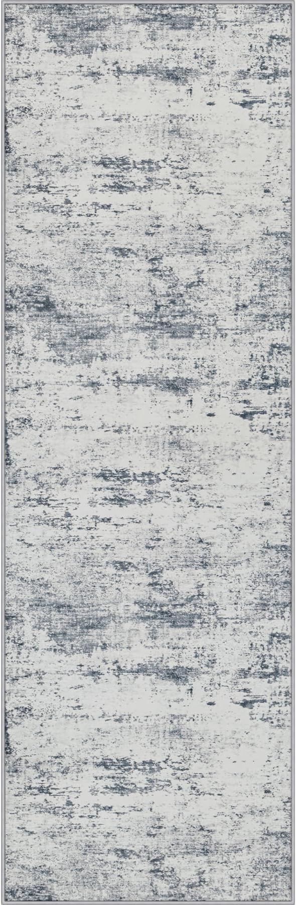 2x5 Washable Runner Rug：Modern Abstract Soft Carpet Blue Grey | by FXRHLP