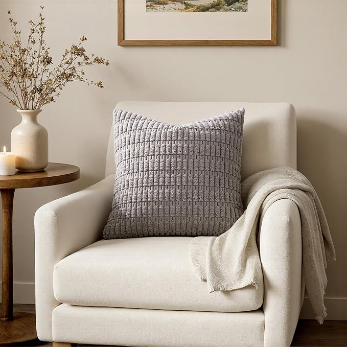 MIULEE Euro Sham Decorative Throw Pillow Covers 26x26 Light Grey Pack of 2 | - Image 4
