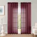 Sheer Curtains 84 Inches Long 2 Panels Set, Burgundy Sheer Curtain by OWENIE