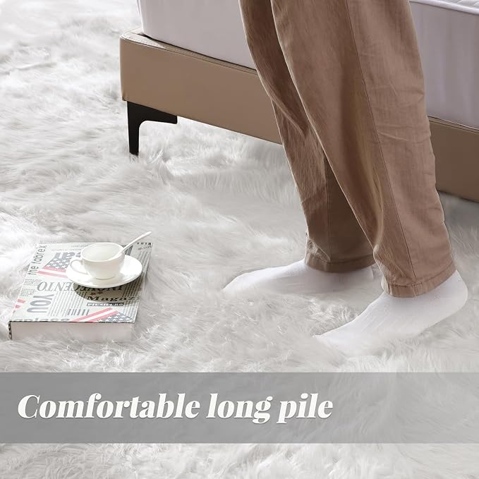 ORINOVA White Small Circle Fluffy Rugs - Image 3