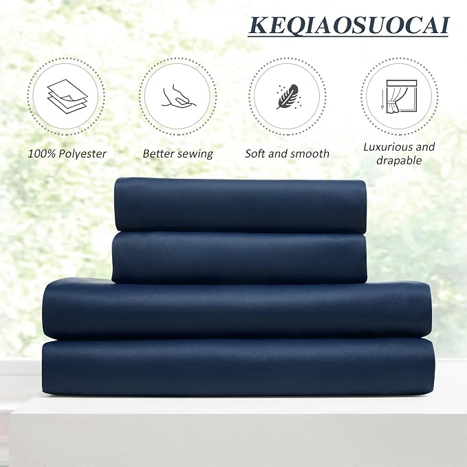 Dark Navy Blue Pleated Blackout Curtains 2 Panels Set, Thermal Insulated Room - Image 5