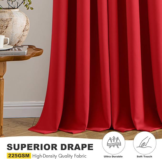 MIULEE Blackout Curtains for Bedroom 2 Panels 40x84 Inch Long Christmas Red | - Image 5