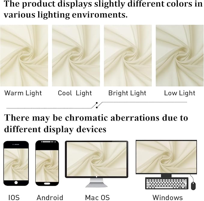 Cream Sheer Curtains 84 Inches Long 2 Panels Set, Elegant Light Filtering - Image 4