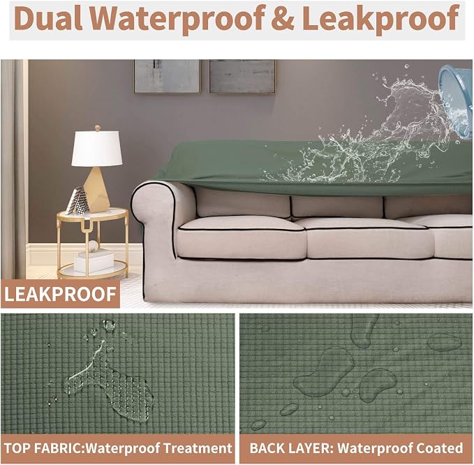 Easy-Going 100% Waterproof Loveseat Couch Cover Stretch Jacquard Sofa Cover | - Image 3