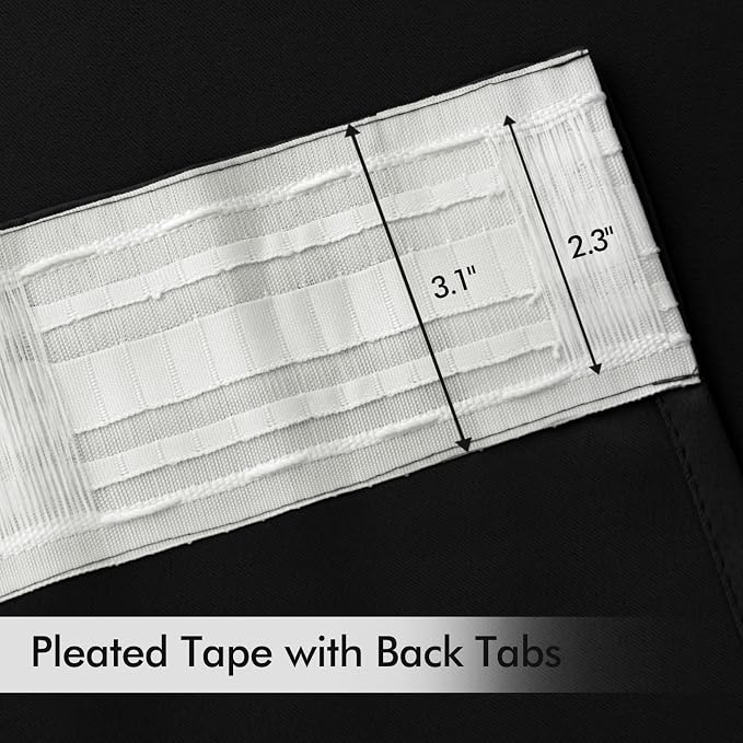 MIULEE Black Back Tab Blackout Curtains 52x54 Inch Length 2 Panels Set | Rod - Image 4