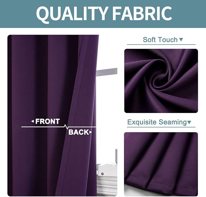 ChrisDowa Blackout Curtains for Bedroom and Living Room 63 Inches Long | 2 - Image 3