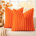 decorUhome Fall Faux Fur Throw Pillow Covers 26x26 Set of 2 Orange | Decorative by decorUhome