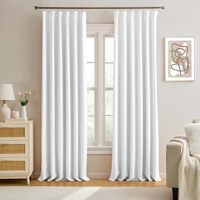 Extra Long Pleated Curtains 108 Inches Long 9 ft Length, Luxury Pinch Pleats by KEQIAOSUOCAI