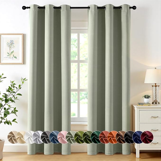 MIULEE Blackout Curtains for Bedroom 2 Panels 40 x 72 Inch Long Sage Green | by MIULEE