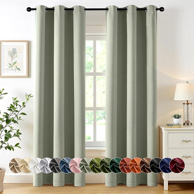 MIULEE Blackout Curtains for Bedroom 2 Panels 40 x 80 Inch Long Sage Green | by MIULEE