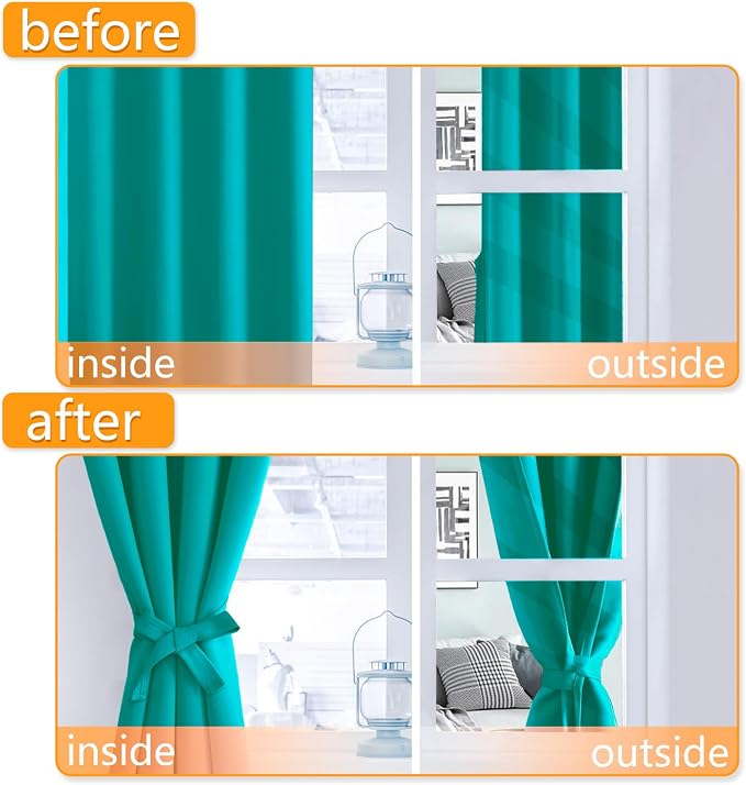 Blackout Curtains for Bedroom, 60 x 63 Inches Long, Peacock Teal | Thermal - Image 4
