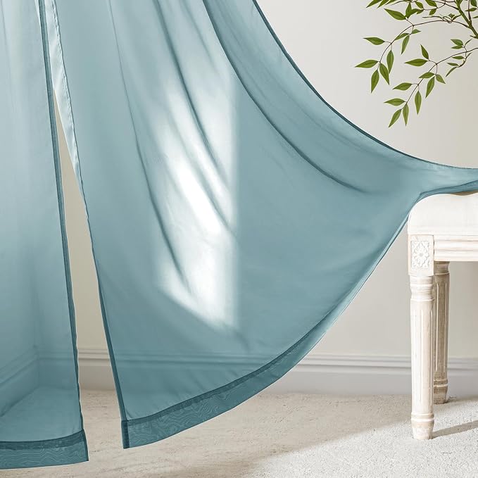 MIULEE Dusty Blue Sheer Curtains 96 Inches Long 4 Panels 42 x 96 Inches | Light - Image 6