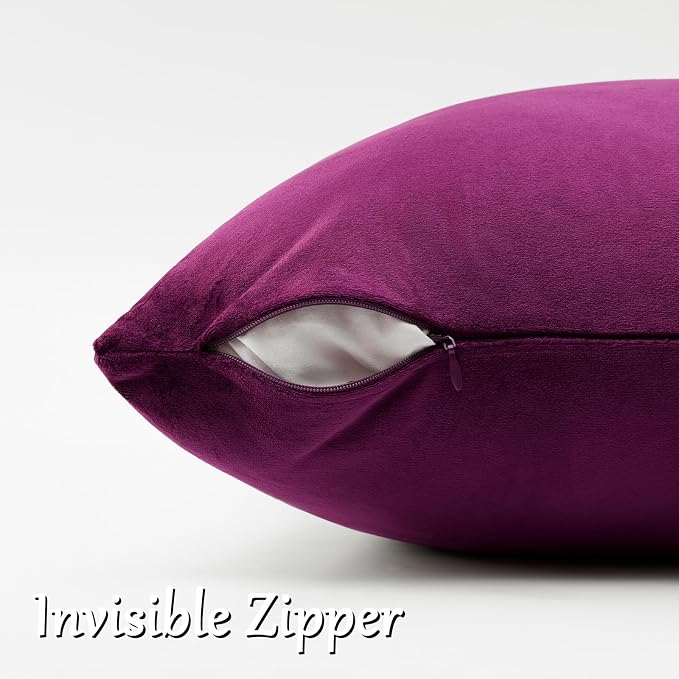 GIGIZAZA Velvet Pillow Covers 24x24 Decorative Pillows Pack of 2 Purple | Throw - Image 3