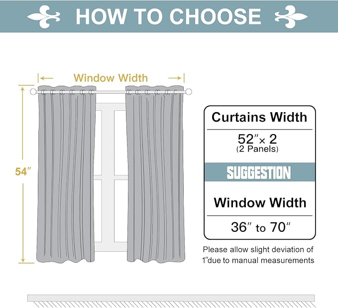 ChrisDowa Blackout Curtains for Bedroom and Living Room 54 Inches Long | 2 - Image 5