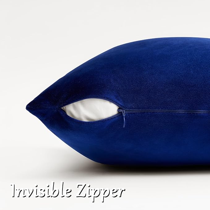 GIGIZAZA Royal Blue Velvet Throw Pillow Covers 24x24 Pack of 2 | Decorative - Image 4