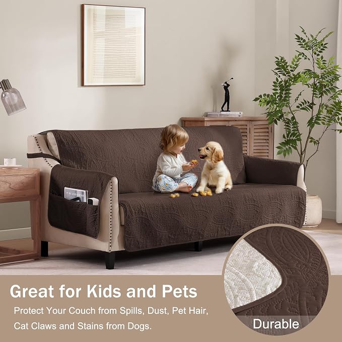 Water Repellent Loveseat Cover for 2 Cushion Couch, Machine Washable Love Seat - Image 3