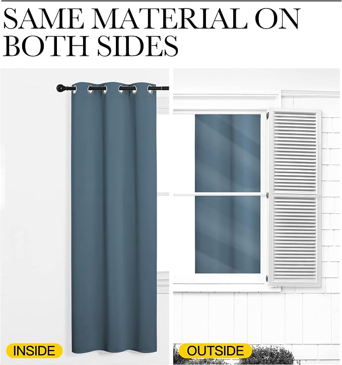 NICETOWN Smoky Blue Blackout Curtains 84 inches Length - Image 5
