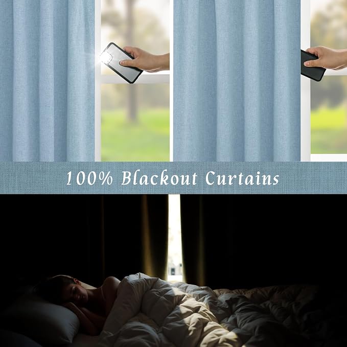 Linen Full Blackout Window Curtains - Image 3