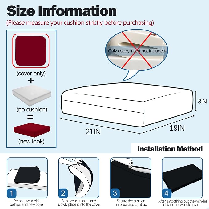 Sqodok Patio Cushion Cover 21x19 inch, Outdoor Seat Cushion Slip Cover - Image 2