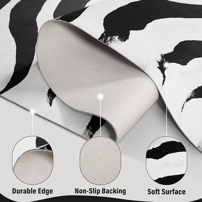 Faux Zebra Rug, Large Zebra Print Rug Animal Hide Rugs, 6.2 x 5.2 Ft | Print - Image 9