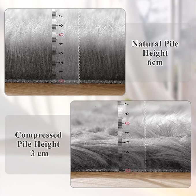 ORINOVA Silver Grey Furry Faux Sheepskin Shag Fur Rugs - Image 4