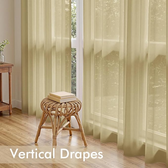 MIULEE Gold Sheer Curtains 84 Inches Long 4 Panels 42 x 84 Inches | Light - Image 5