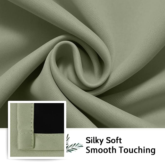 SimpleHome Light Sage 100% Blackout Curtains Room Darkening Living Room 90 | - Image 7