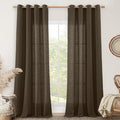 Brown Linen Curtains 90 Inch for Living Room 2 Panels, Bronze Grommet Linen by LAMIT