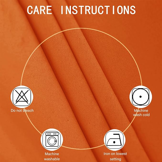 Blackout Curtains 66 x 72 Inch Long Orange Curtains Set of 2 Panels Room - Image 4