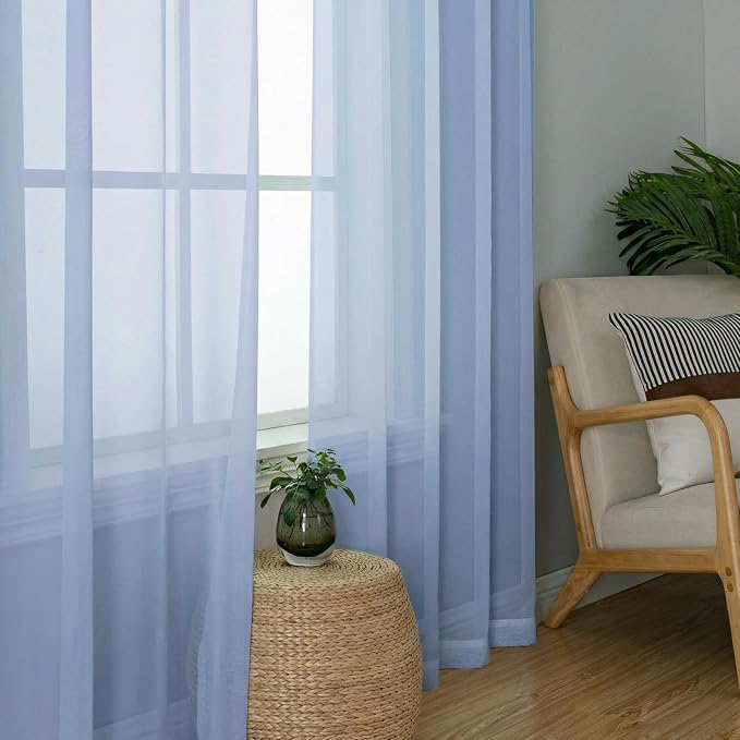 Short Sheer Curtains for Bedroom Living Room 54 Inch Length 2 Panels Set - Image 8