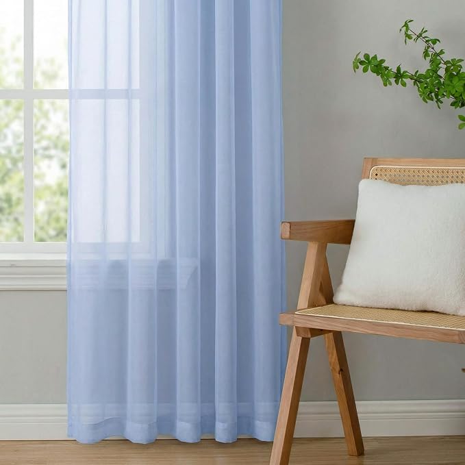 Short Sheer Curtains for Bedroom Living Room 54 Inch Length 2 Panels Set - Image 6