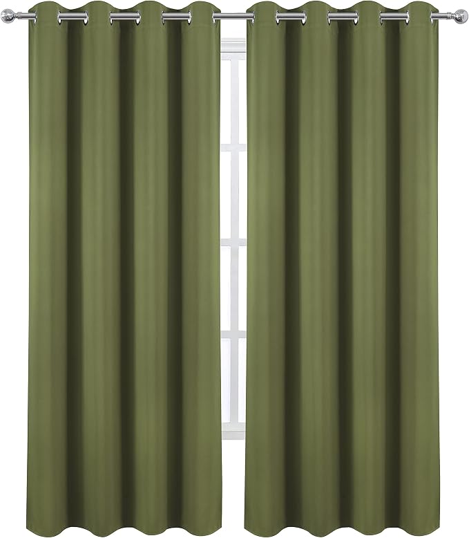 Olive Blackout Curtains/52 x 95 Inch/Set of 2 Panels Thermal Insulated Room - Image 2